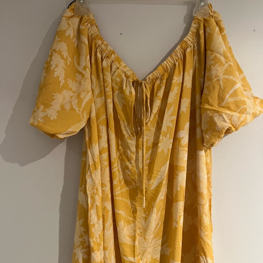 Yellow Floral Off-Shoulder Dress